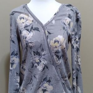 Maurices Gray Floral Peasant Top